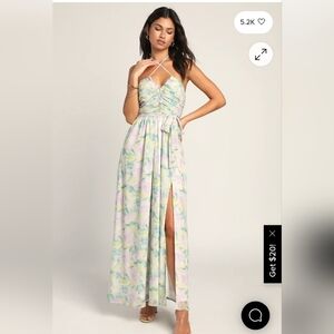 Effortlessly Abloom Green Multi Floral Ruched Halter Maxi DressLulus